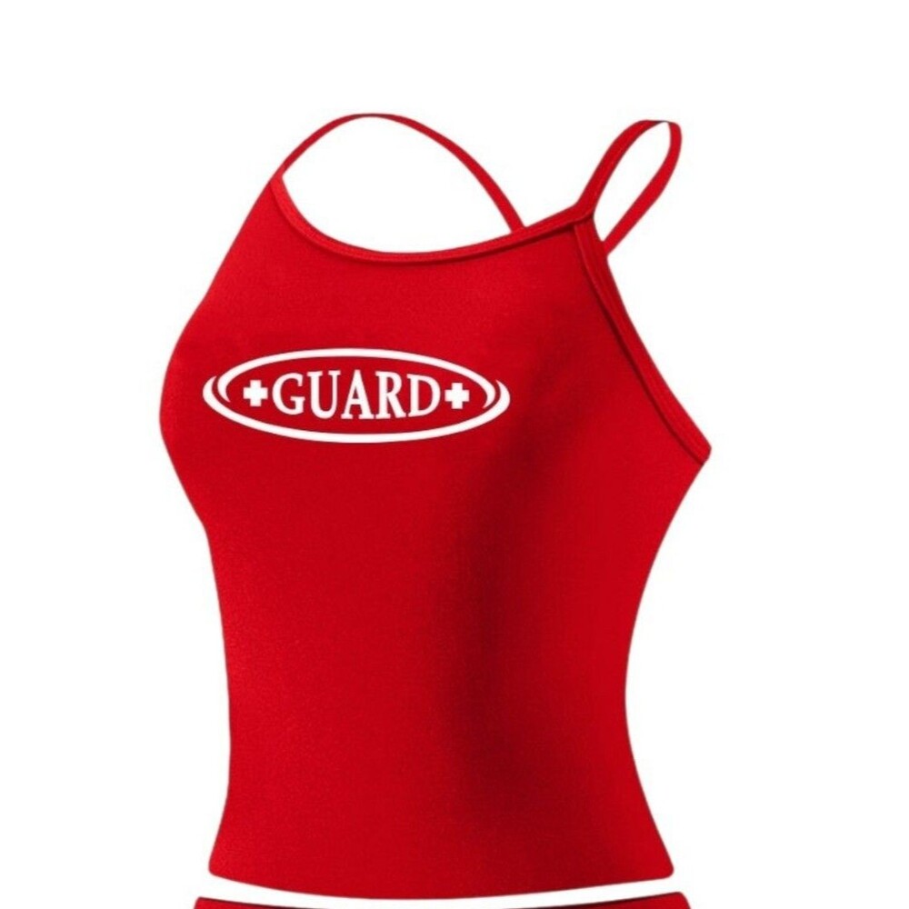 Red GUARD Lifeguard Swim Tank Top Women's Athletic Top Tankini